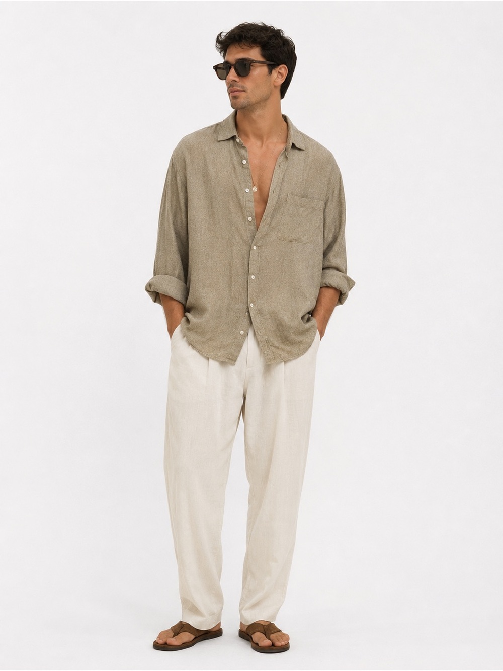 Frank and Oak Light Brown Button-Up Shirt Jacket